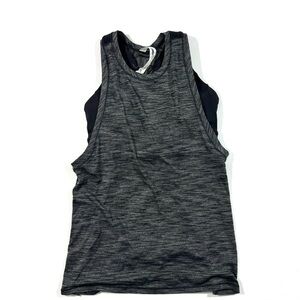 Lululemon Work The Circuit Tank Top Built In Bra Black Heathered Grey